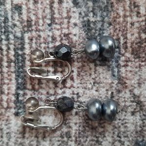 Sterling silver and Bohemian glass clip on earrings